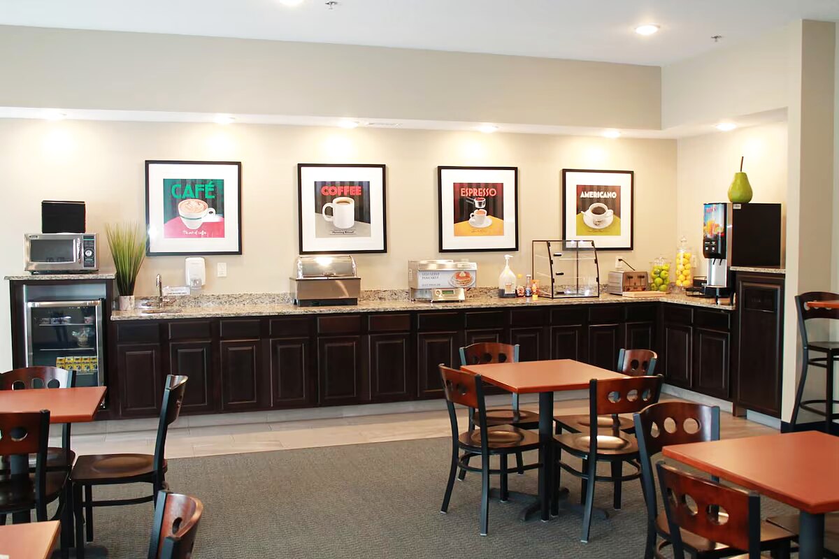 Free hot breakfast area with coffee station
